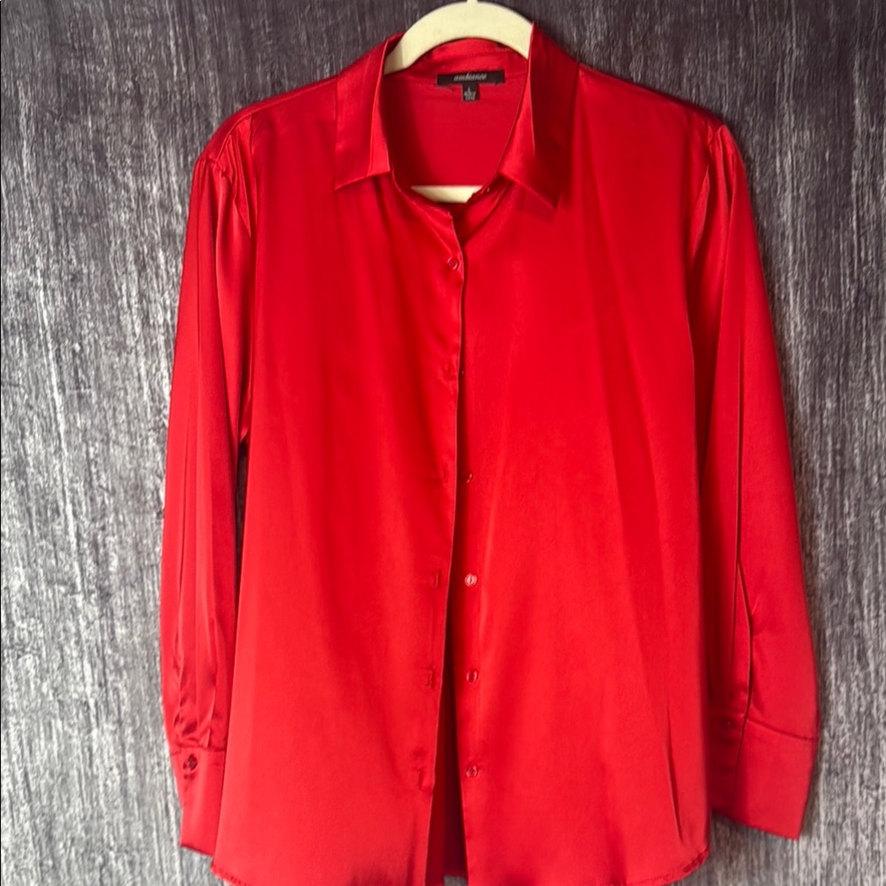 Ambiance Red Casual Button Down Shirt